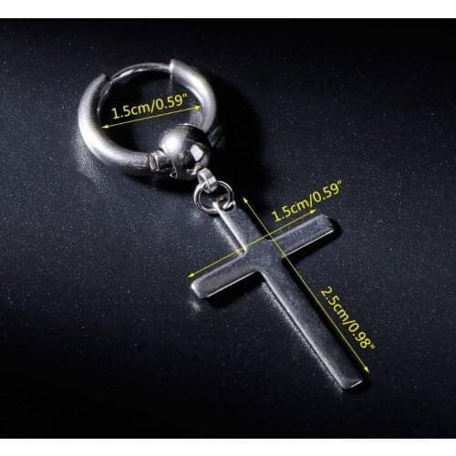 Y166 1pc Chic Earrings Korea Kpop Jewelry Cross Pendant Dangle Charm Gifts Party Fashion V DNA Women Men Accessories