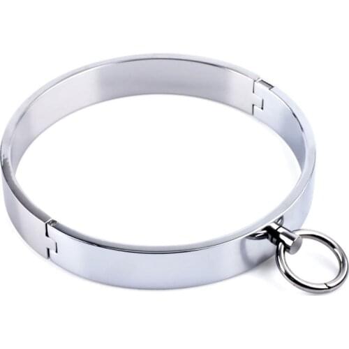 Lockable Metal Slave Neck Collar Restraint Bondage O-Ring BDSM Collar Adult Games Sex Toys For Women Men Adult Games Fetish