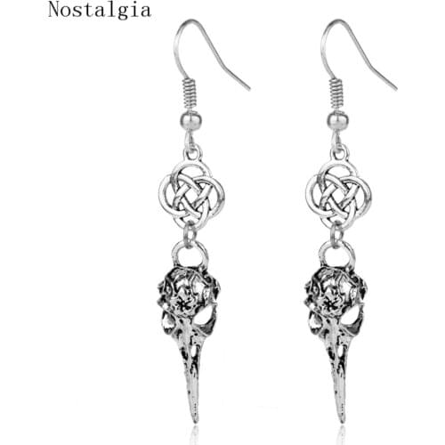 Viking Raven Skull Crow head Hawk Eagle Bird Skull Earrings for Women Vintage Accessories Dangle Earring Fashion Punk Jewelry