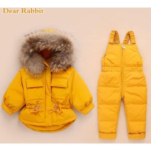 Winter Children Clothing Set Baby Boy Girl Clothes Warm Down Jacket Coat Jumpsuit Snowsuit Kids Parka Real Fur Overalls Overcoat