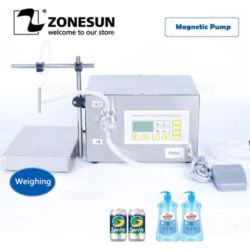 ZONESUN ZS-MP251W Magnetic Pump Strong Acid Liquid Edible Oil Liquor Filling and Weighing Machine Milk Juice Water Bottle Filler