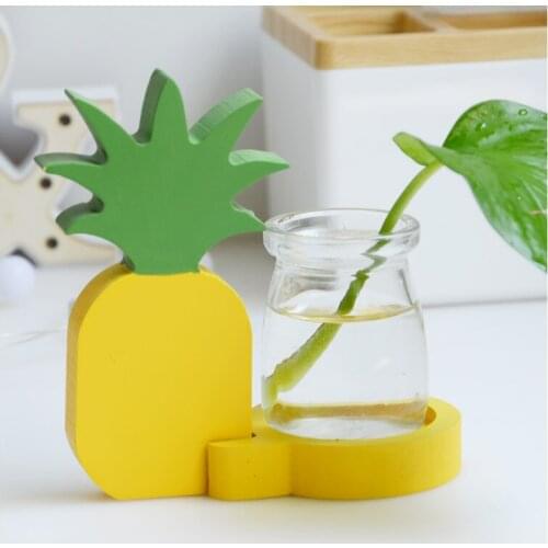 1PC Wooden Cactus Flamingo Flower Hydroponic Plants Pot Shelf Rack Storage Balcony Succulents Plant Vase Home Decoration MA 004