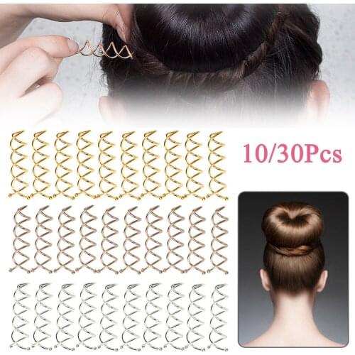 10/30Pcs Spiral Hair Pins Non-Scratch Round Tips Spiral Twist Screw Hair Clip DIY Hair Style Tools for Women Girls Gold Silver