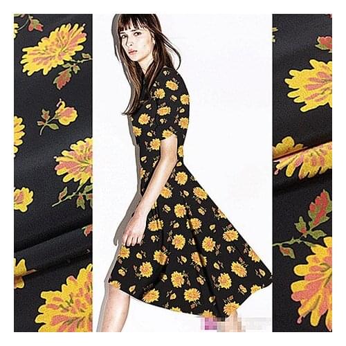 100% silk daisy sand washed silk crepe de chine fabric digital printing mulberry silk clothing dress fabric new