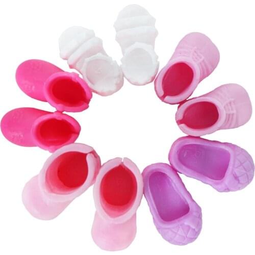 Random 5 Pairs Mini Colorful Shoes Mix Style Cute Sandals Flat Shoes Casual Accessories for Barbie Doll Sister Kelly DIY Toy