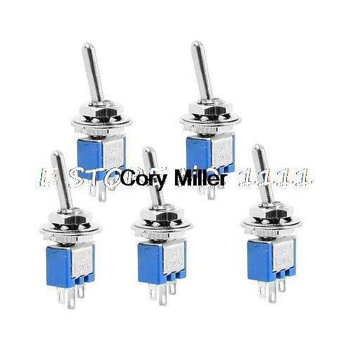 5 Pcs DPDT ON-ON 3 Pin 3 Terminal Panel Mounting Mini Toggle Switch 125VAC 3A