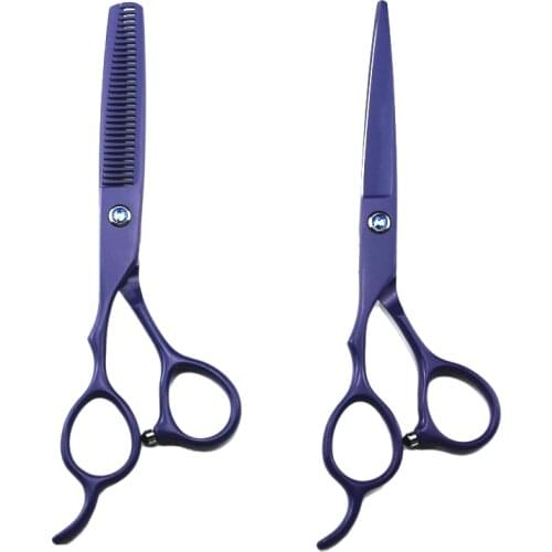 6.0 Inch Violet Cutting Thinning Blunt Tip Hair Cutter Wholesale Stainless Steel Left-Handed Scissors