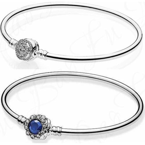 Baofu New Original 925 Sterling Silver Bracelet Beauty And Beast Shiny Rose Sea Blue Suitable For Ladies Bracelet DIY Jewelry