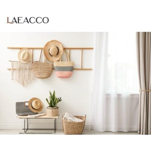 White Backdrops For Photography Rural Farm Cozy Life Decor Hat Basket Curtain Window Interior Photo Background Photo Studio