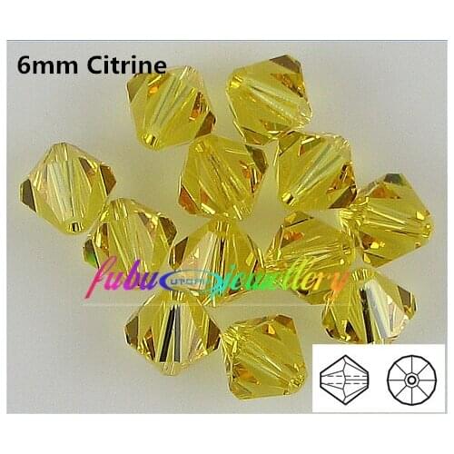 Free Shipping! 288pcs/Lot, AAA Chinese Top Quality 6mm Citrine Crystal Bicone Beads