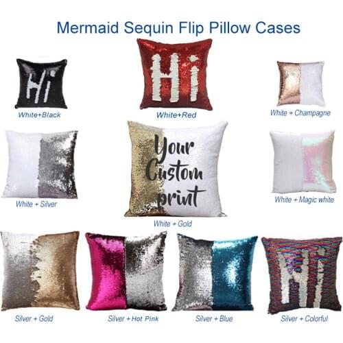 Mermaid sequin flip pillow case cushion cover sublimation blanks for heat transfer press printing