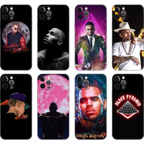 Black tpu case for iphone 5 5s se 2020 6 6s 7 8 plus x 10 XR XS 11 12 mini pro MAX back cover Singer Chris Brown