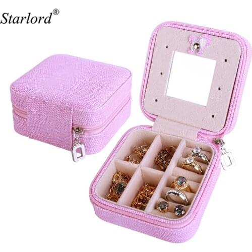 Starlord Small Faux Leather Travel Jewelry Box Red/Pink Organizer Display Storage Case for Rings Earring Necklace OB102
