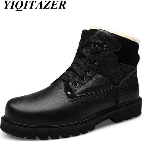 YIQITAZER 2018 Arm Boots Man Shoes Genuine Leather,Men Military Boots Martin Cowboy Snow Boots Man Winter Shoes Plus Size 47 48