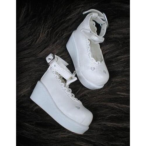 N01-X079 children handmade toy 1/3 1/4 Doll Accessories BJD/SD doll Heart-shaped white princess shoes 1pair