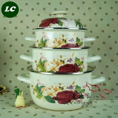 FREE SHIPPING casserole set enamel pot set ceramic cookware set 16cm 18cm 20cm enameled-cookware-set kitchenware