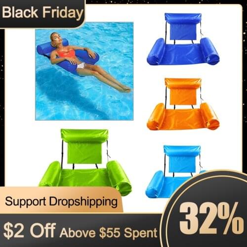 PVC Summer Inflatable Foldable Floating Row Swimming Pool Party Water Hammock Air Mattresses Bed Beach Water Sport Lounger Chair