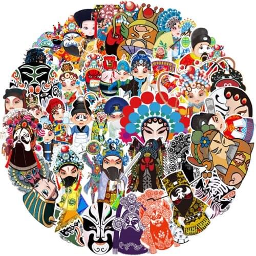 50pcs Facial Makeup Of Characters In Peking Opera Stickers For Laptop Car Phone Luggage Bike Motorcycle Waterproof Stickers