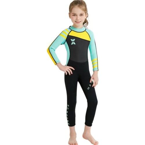 2.5MM Neoprene Kids Diving Suit Long Sleeve Wetsuit Girls UV Protection One-piece Long Sleeves Keep Warm Swimwear