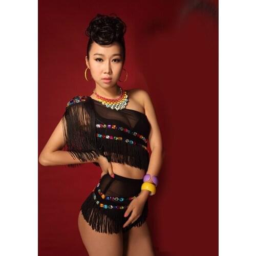 New night club concert singer dj dancers sexy black perspective Yan Diamond stage show suit