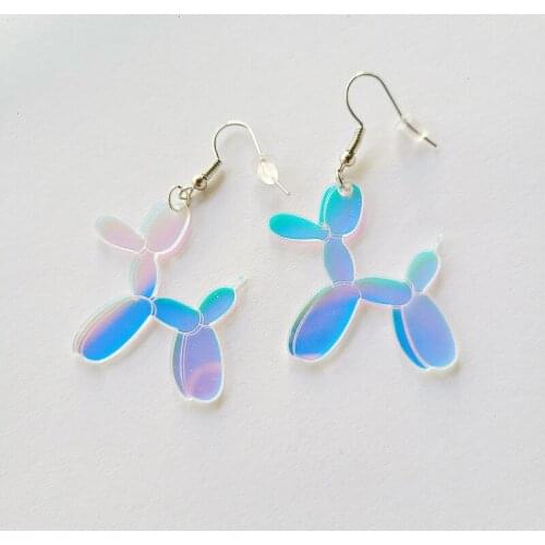 Dream Color Laser Balloon Poodle Drop Earrings Fashion Transparent Acrylic Earring For Women Cute Jewelry Accessories E20083