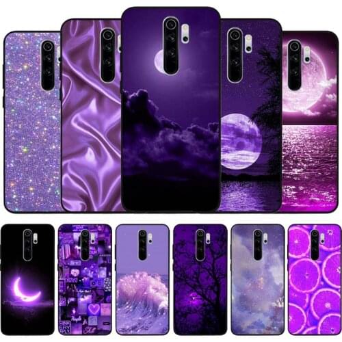 Love Purple Glitter black Silicone Phone Case For Redmi note 9 8 7 Pro S 8T 7A Cover