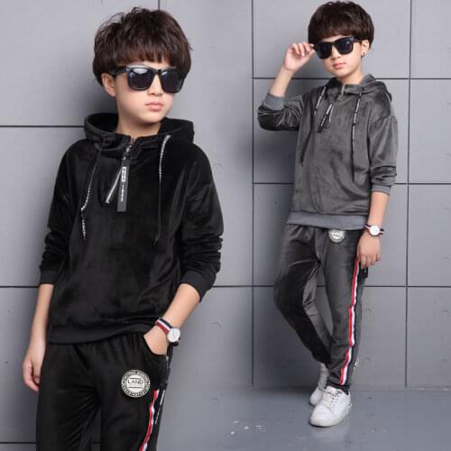 2019 Kids Clothes Boys Spring Autumn Pleuche Sports Suit Boys Set School Children Clothing Set 2pcs Sweatshirt+Pants Causal