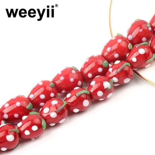 Lovely Strawberry Shape Handmade Lampwork Glass Loose Beads For Jewelry Making Diy Bracelet Necklace Accessories