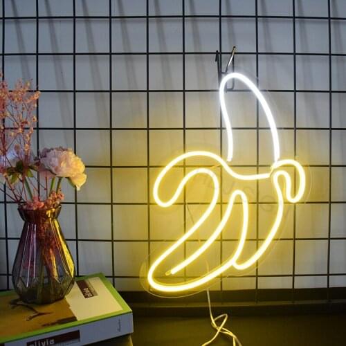 Custom Logo Banana 3D Led Flex Transparent Acrylic Plexiglass Neon Sign Light Letter Board Party Background Decor