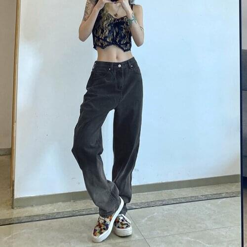 High Waist Loose Comfortable Jeans For Women Gradient Fashionable Casual Straight Pants Mom Jeans Washed Boyfriend Jeans
