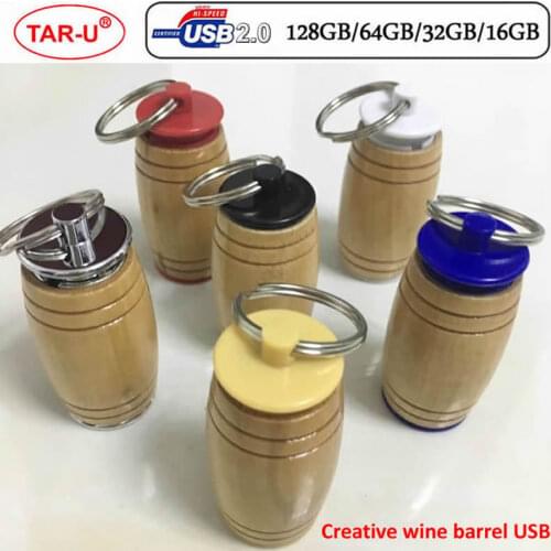 Creative Wine Bucket USB Flash Drive 64gb Wooden Flash Pendrive 32GB 16GB Wedding Gift Memory Stick