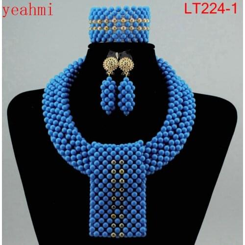 Amazing African Beads Jewelry Set Chain Women Nigerian Wedding Crystal Multi layer Necklace/ Earring Indian Jewelry Sets LT224-1