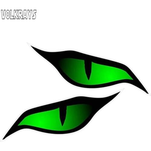 Volkrays 2 X Personality Car Sticker Pair of Evil Eye Eyes Design In Green for Automobile Motorbike Helmet 3D Vinyl,12cm*5cm