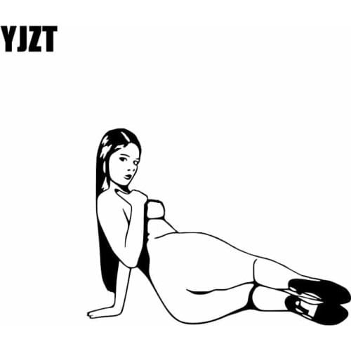 YJZT 15.6*11.4CM Lying Down Sexy Girl Vinyl Decals Fashion Popular Style Black/Silver Car Sticker High Quality C20-0397