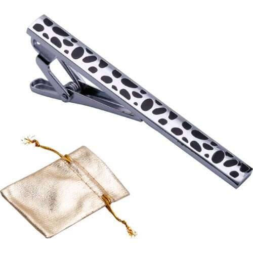 2PCS Stainless Steel Exquisite GQ Tie Bar Clip ,Polished Silver Tone with Pits, 2.3Inches