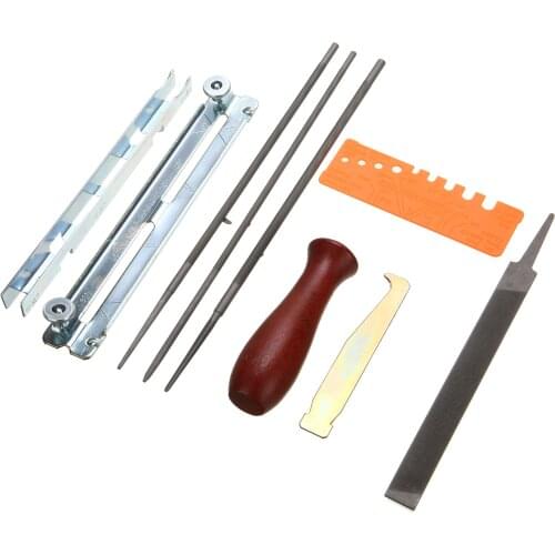 10pcs Chainsaw Sharpening Kit Chainsaw Chain Sharpening Kit Tool Set Guide Bar File Sharpener Tools Embossing
