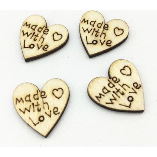 100pcs High Quality 20mm Made With Love Wood Hearts Confetti Craft Scrapbook Confetti Wedding Table Decorations