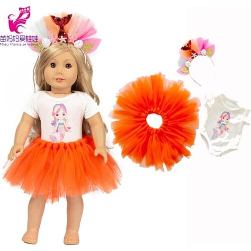 18" Doll Mermaid Dress Headwear for 43cm New Born Baby Doll Clothes Set for 40cm Reborn Baby Doll Dressgirl Gifts