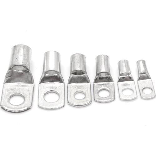 20pc/lot SC6-5/6 M4/M5/M6/M8 4mm2 6mm2 10/16/25mm2 35/50mm2 4mm 5mm 6mm 8mm Bolt Hole Tinned Copper Cable lugs Battery Terminals