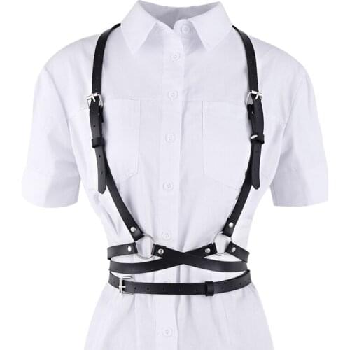 2021 Fashion Trend Women Gothic Handmade PU Leather Harness Belts Body Bondage Waist Straps Punk Rock Stylish Accessories