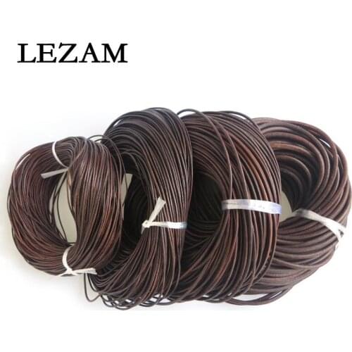 3meter Dark Brown 1.5mm 2mm 3mm 5mm Round Genuine Leather Cord For Diy Bracelet Necklace Jewelry Making Rope Cord Bijoux