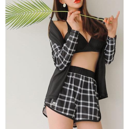 Womens 4pcs Rashguards Swimsuit Long Sleeve Zip Shirt Trunks with Bikini set Bathing Suit Sun UV Protection Beachwear Tracksuit