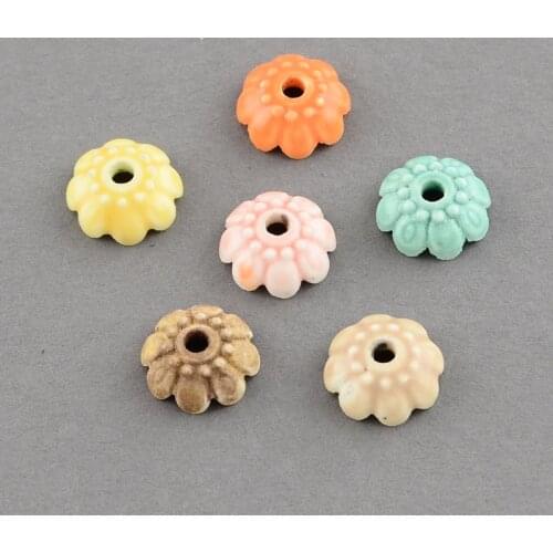 500pc Handmade Chinese Porcelain Bead Caps Flower More-Petal For DIY Jewelry Accessories Finding Making Necklaces Bracelets