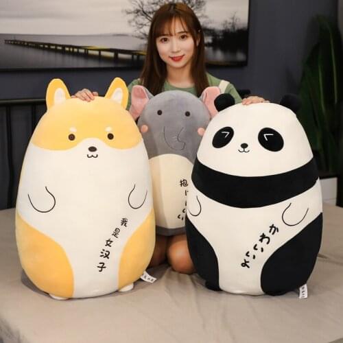 60/80cm Panda elephant Corgi Pig Stuffed Plush Toys Soft Forest Animal Plush Pillows Dolls Home Decor Kawaii Kids Girls Gift
