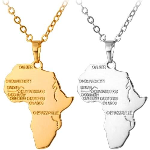 Collare Africa Pendant Rose Gold/Black/Gold/Silver Color Wholesale Hippie Necklace Women Men African Map Jewelry P837