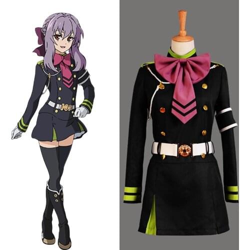 Anime Seraph of the End Shinoa Hiragi Cosplay Adult Women Girls Dress Uniform Full Set Halloween Carnival Cosplay Costume