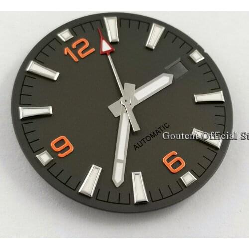 31mm Goutent Sterile Gray Watch Dial With Silver Watch Hands Fit ETA 2836/2824 DG2813/3804 Miyota 8215 821A 8205 Movement