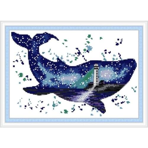 DA479 The world of whales cross stitch kit aida 14ct 11ct count printed canvas stitches embroidery DIY handmade needlework