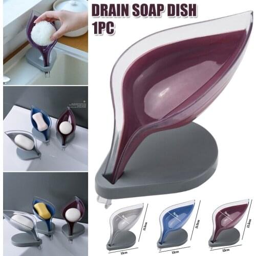 Leaf Soap Dishes Holder Self Draining Decorative Plastic Soap Saver For Bathroom Kitchen Hot Bathroom Hardware