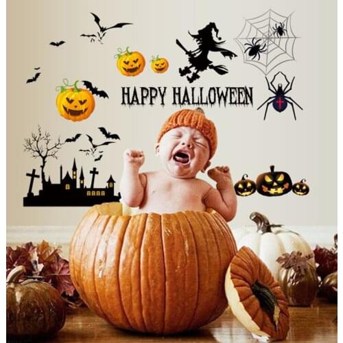 Halloween Pumpkin Wall Sticker Festival Decor for Party Supplies Removable Behemoth Immortal Flame Bird Decal